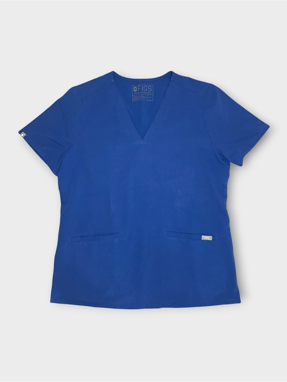 Figs Technical Collection Blue V-neck 2 Pocket Scrub Top